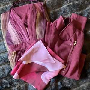 Purple set, dress, jacket and shawl